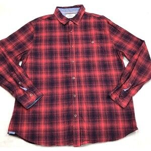 FLAG & ANTHEM Desert Son Flannel Shirt Men XL Red Black Plaid Lumberjack Grunge